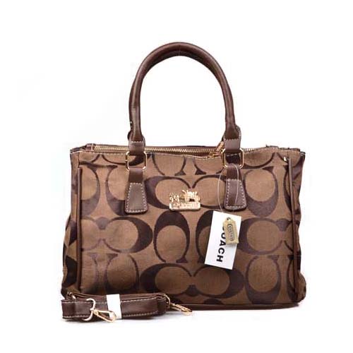 Coach In Signature Medium Coffee Satchels DOJ - Click Image to Close